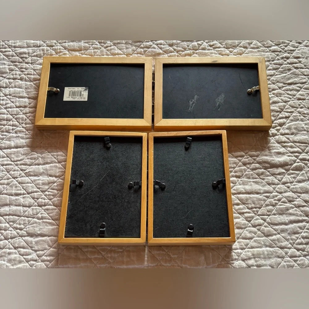 Made in Thailand Bundle of 2 Natural Wood Double Hinged Frames 4x6 Photo Size